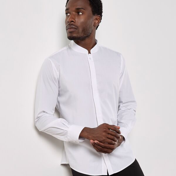 Kustom Kit Long Sleeve Tailored Mandarin Collar Shirt Thumbnail